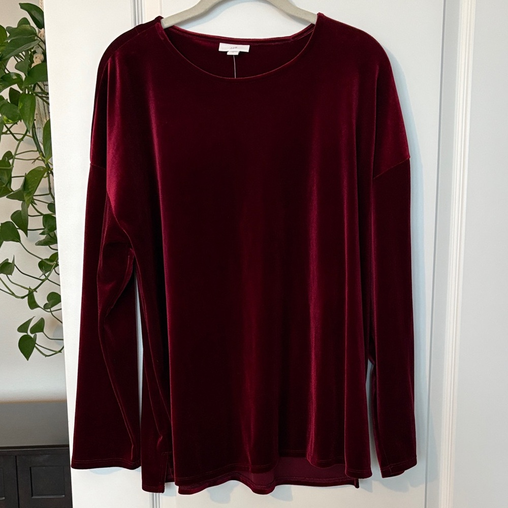 J. JILL bordeau colored velvet top - Picture 2 of 7